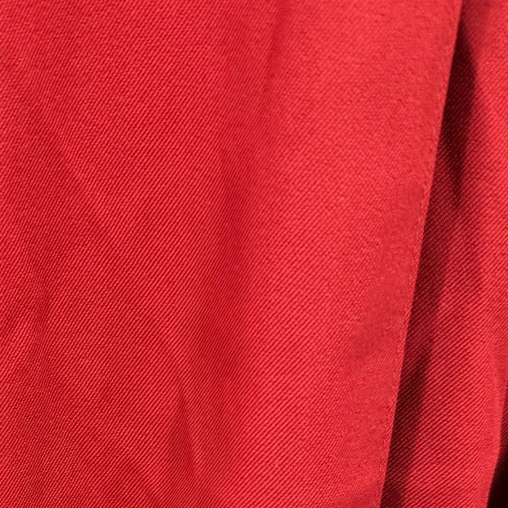 Red High-Waist Pleated Balloon Pants XL | Wide Pocket Tapered Cuff Trousers
